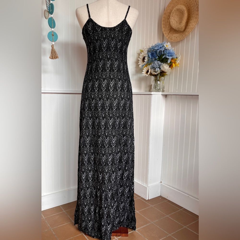 Black & Grey Maxi Dress High Slits